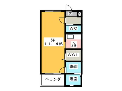 ハピネス・Y(ワンルーム/1階)の間取り写真