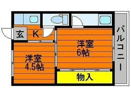 ソラーナ川辺 I(2K/3階)の間取り写真