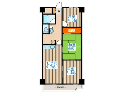 マンションブリッチ(3LDK/9階)の間取り写真