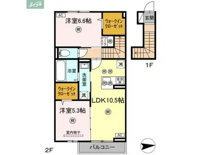 セレスト ブルー(2LDK/2階)の間取り写真