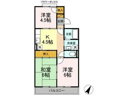 エクセル西船橋(3K/2階)の間取り写真