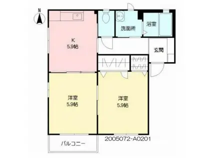 ファミール琴平(2K/2階)の間取り写真