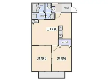 ベルメゾン鈴木(2LDK/1階)の間取り写真