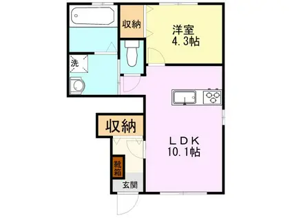 SHELL LEBEN新外(1LDK/1階)の間取り写真