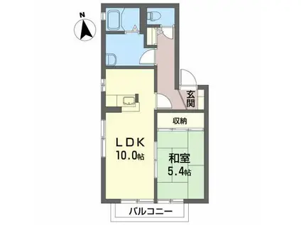 グルックヴォーン C(1LDK/1階)の間取り写真