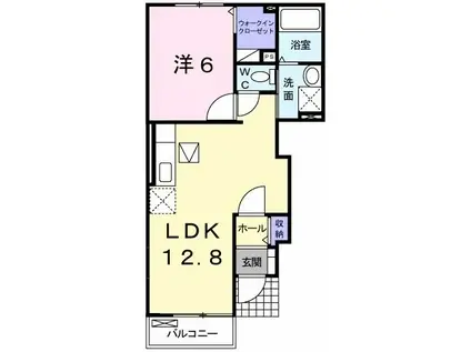 フォルストI(1LDK/1階)の間取り写真
