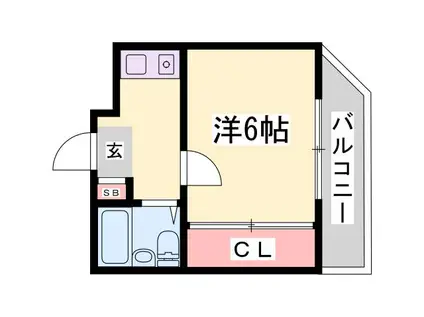 BIG1神戸(1K/4階)の間取り写真