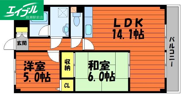 グリーンハイツ中島(2LDK/2階)の間取り写真