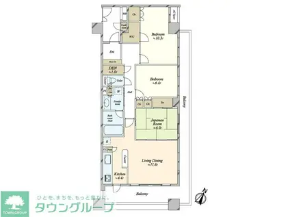 エスタガーデン(3LDK/10階)の間取り写真