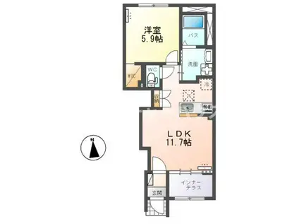 グランフェリシア(1LDK/1階)の間取り写真