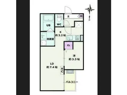 JACK UMATEII(1LDK/3階)の間取り写真