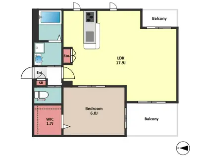 RAFFINE弦巻(1LDK/2階)の間取り写真