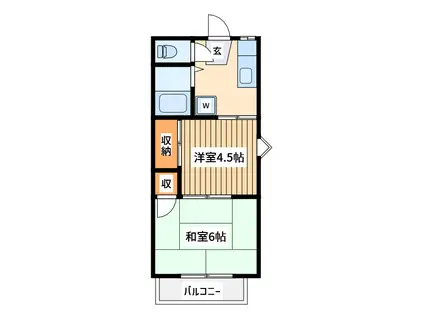 ビューテラスモトキ(2K/2階)の間取り写真