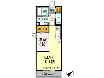 ADハイツ(1LDK/2階)の間取り写真