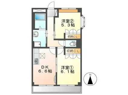 ドルフ II(2DK/1階)の間取り写真