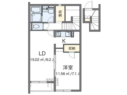 クオーレ狭山(1LDK/2階)の間取り写真
