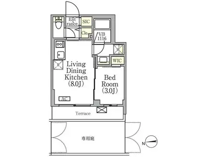 イプセ中野三丁目(1LDK/1階)の間取り写真