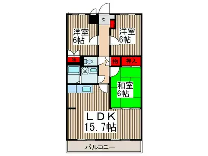 ボヌール21(3LDK/3階)の間取り写真