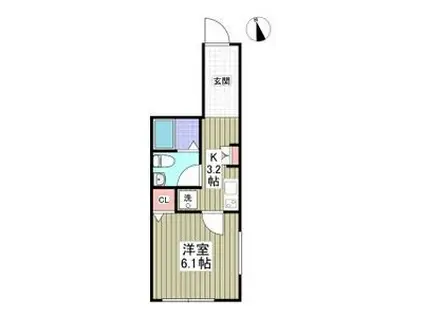 カサーディア宮元(1K/1階)の間取り写真