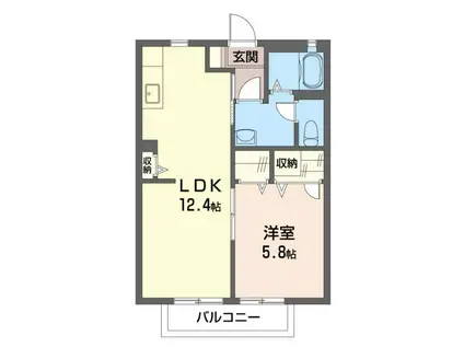 サニーコートC(1LDK/2階)の間取り写真