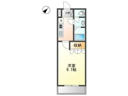 グリーンヒルズハイツ桶狭間(1K/1階)の間取り写真