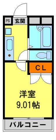南花屋敷エイティーンハウス(1K/2階)の間取り写真