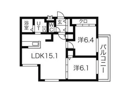 メルシメゾン(2LDK/3階)の間取り写真