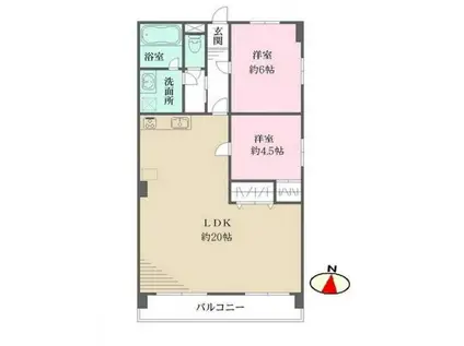 クレストヒル芦屋(2LDK/4階)の間取り写真