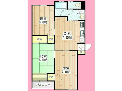 フェザー・ベルデ(3DK/2階)の間取り写真