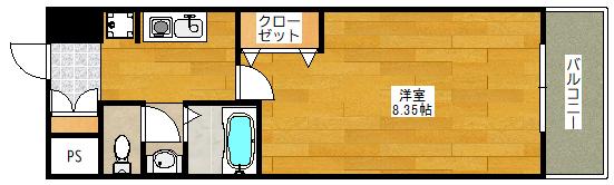 モノロカーレ江坂(1K/8階)の間取り写真