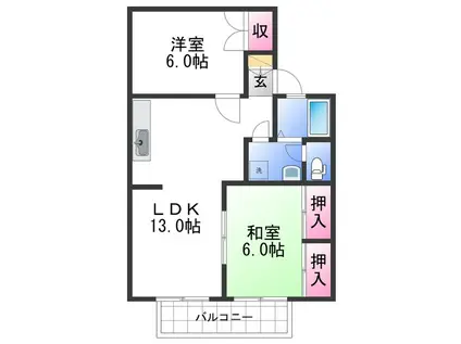 セジュール紀ノ川II(2LDK/1階)の間取り写真