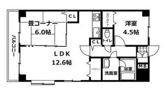 オレンジコート高松(2LDK/11階)の間取り写真