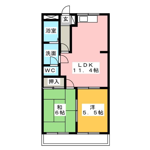 グランドパレス長泉A(2LDK/1階)の間取り写真