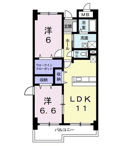 サンセール・辻(2LDK/3階)の間取り写真