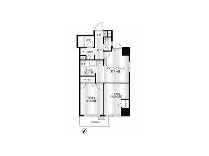 ロイヤル笹塚(2DK/4階)の間取り写真