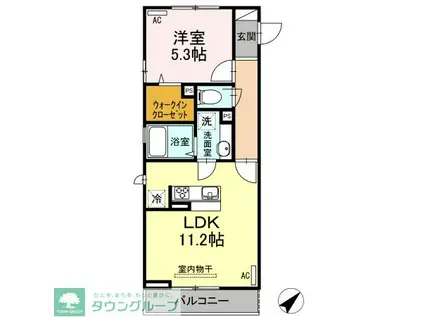 BRIGHT HALU ウエスト(1LDK/2階)の間取り写真