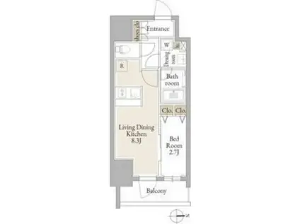 ルネフラッツ庄内通駅前(1LDK/2階)の間取り写真