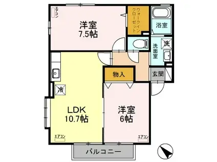 ラファエルV(2LDK/2階)の間取り写真