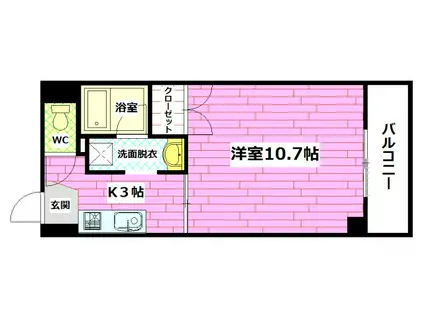 トレゾール東原(1K/1階)の間取り写真