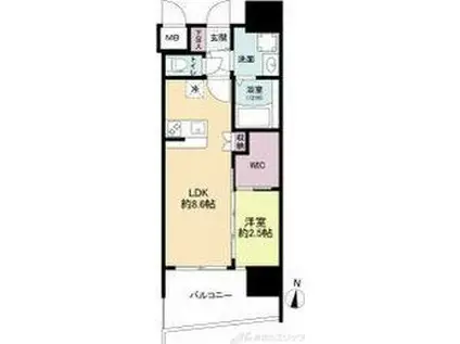 セレニテ新大阪ミラク弐番館(1LDK/10階)の間取り写真