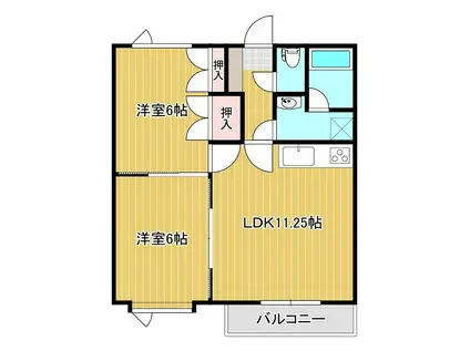 第2ハイツ北美(2DK/1階)の間取り写真