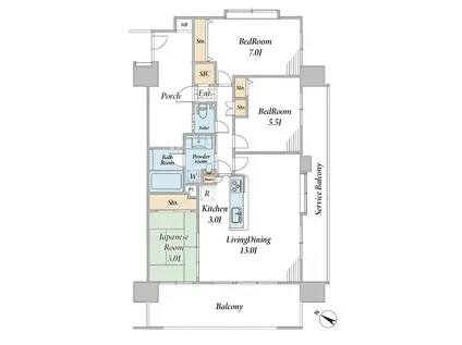 レーベンスクエア川口フェアリア(3LDK/2階)の間取り写真