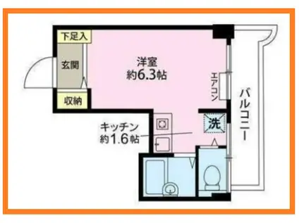 ラ・レイネ鷺沼(ワンルーム/2階)の間取り写真