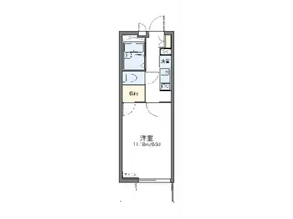 レオパレスアムール大宮II(1K/2階)の間取り写真