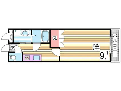 リモージュ(1K/1階)の間取り写真