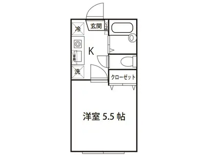 パークプレイス(1K/2階)の間取り写真