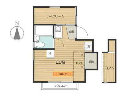 ルミエール・シアン(ワンルーム/2階)の間取り写真