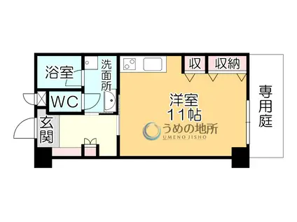 ザ・ライフ南久留米スタイル(ワンルーム/1階)の間取り写真