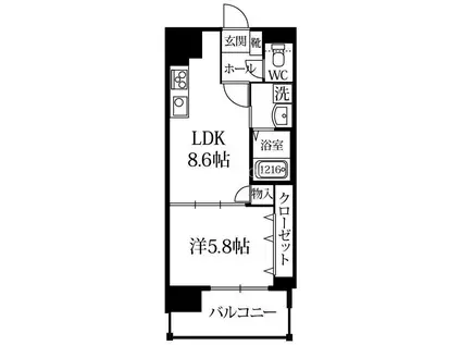 POND MUM・HAKATA(1LDK/9階)の間取り写真