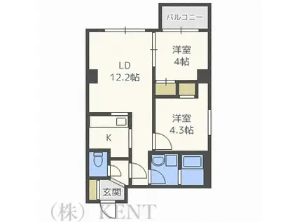 プロヴィデンス宮の森(2LDK/2階)の間取り写真